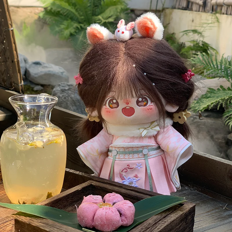 Pink Blue Yukata Kimono Japanese Hanfu Dress Skirt New Year Suit Gorgeous Scarf Costume Stuffed Plushie 20cm 30cm Doll Clothes