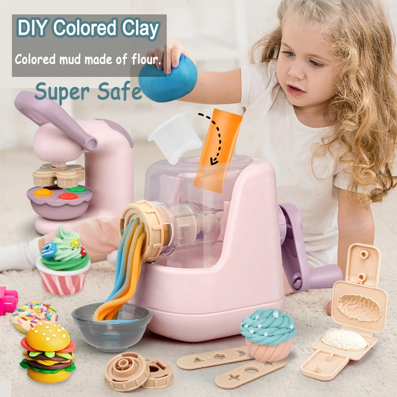 Children's Colored Clay Noodle Machine DIY Play Dough Tools Ice Cream Plasticine Mold  Kits Slime Toys For Kids Birthday Gift 2