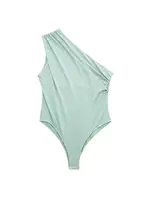 Women's Ruched Asymmetric Bodysuits, One Shoulder, Wide Straps, Snap-Button, Female Playsuits, Sexy Fashion - Image 2