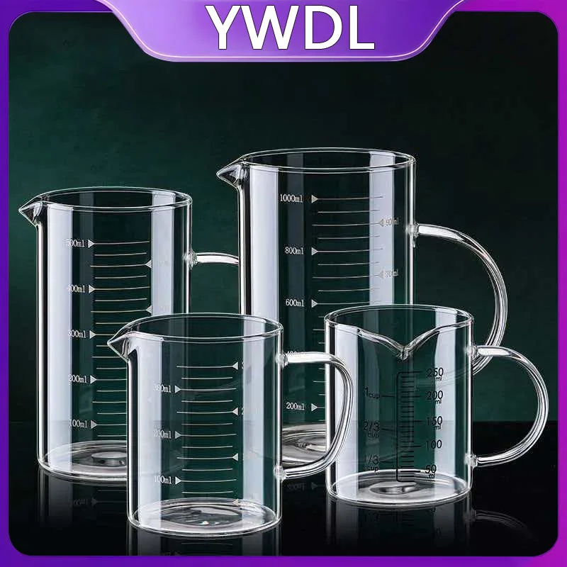 Glass Measuring Cup 1pcs Glass Measuring Cup With Handle Heat-resistant Laboratory Beaker Kitchen Milk Coffe Measuring Mug 250/350/500/1000ml