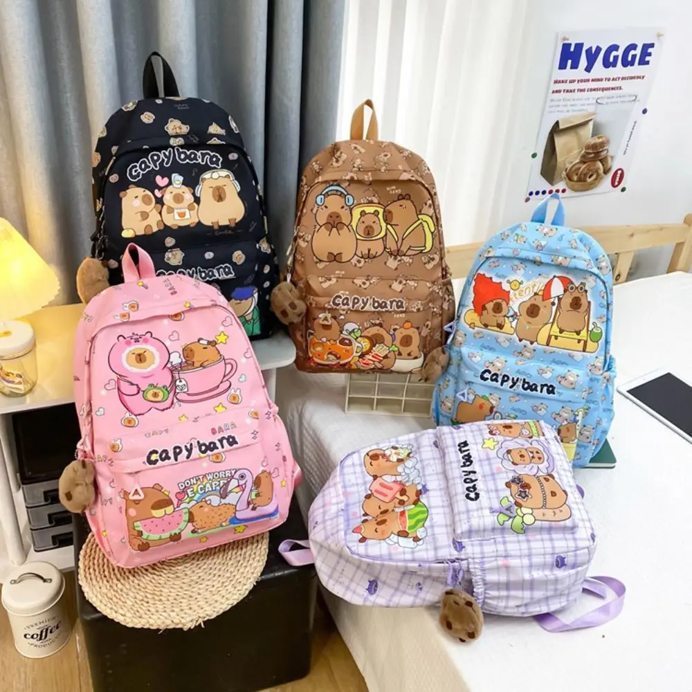 Cute Large Capacity Capybara Backpack Cartoon Breathable Student Schoolbag Nylon Ultra-light Book Bag 1