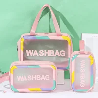 New PU Women Travel Storage Bag Cosmetic Bag Makeup Bag Travel Organizer Bags Waterproof Washbag Transparent Cosmetic Cases 1