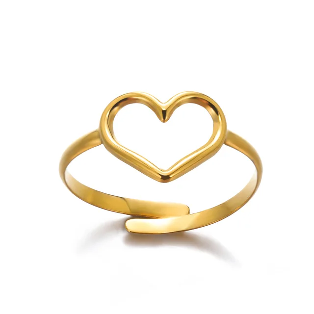 89715-c02650.jpg Bagues géométriques en acier inoxydable pour femmes, Texture minimaliste, couleur or, ouverture de Couple, bijoux esthétiques de mariage et de noël