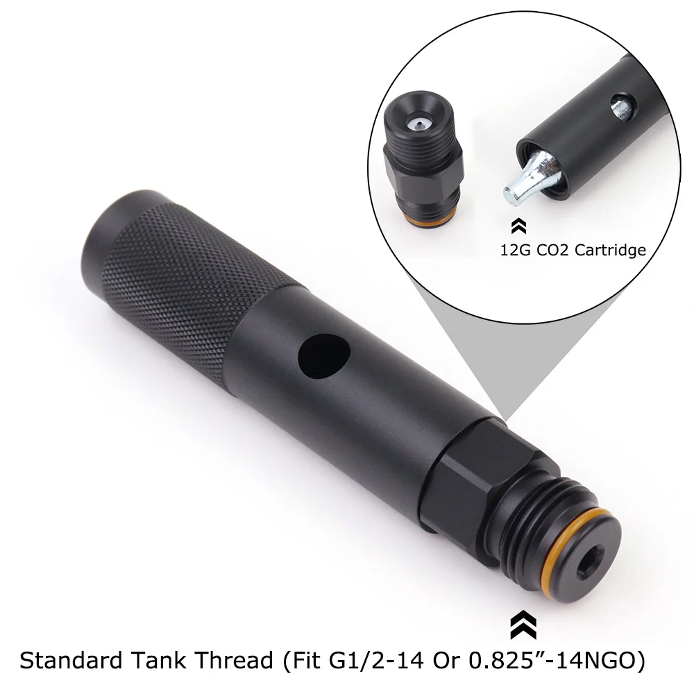 Quick Change 12g 12 Gram CO2 Cartridge Adapter With 88g Bottle Threads Black