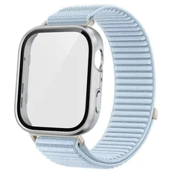 Premium Tempered Glass Case with Sport Nylon Strap - Smartwatch Accessories for Huawei Fit5pro (Light Blue)