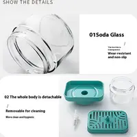 280ml จานเครื่องจ่ายสบู่แก้วกดง่ายจานสบู่กล่องผู้ถือฟองน้ําแบบพกพากดประเภทเครื่องจ่ายสบู่ 5