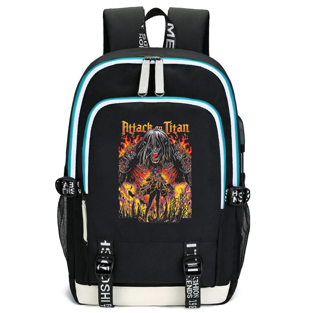 

Anime Attack On Titan Eren Yeager Backpacks School Bag Travel Outdoor Sport School Bag Usb Charging Gifts