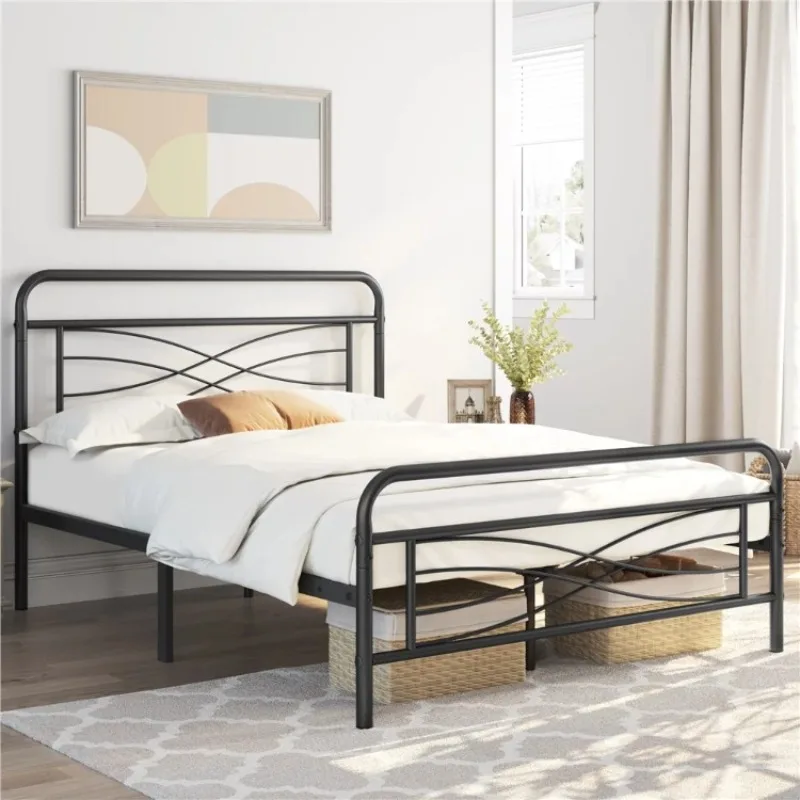 

Avery Vintage Metal Full Bed with Criss-Cross Design, Black