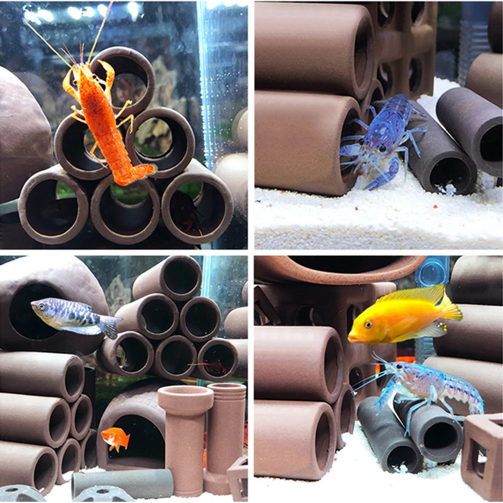 Fish Tank Shrimp Breeding Cave Ceramic Special Shape Clay Pot Shelter Decoration