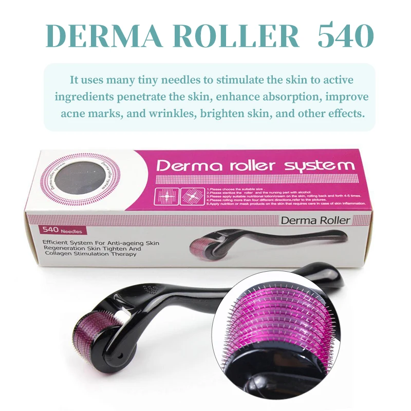 540 Facial Beauty Roller Needle 0.2mm 0.25mm 0.3mm for Hair Growth Beard Growth Anti Wrinkle Acne Titanium Needle Derma Roller 2