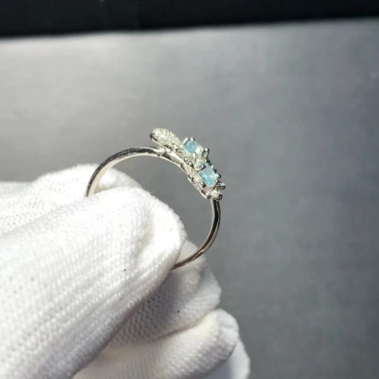 MM Natural Blue Topaz Ring Adjustable Female Ring Jewelry for Women Gift Wholesale High Quality Vintage Fine