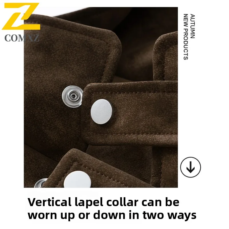 ​COMXZ Men Stand Collar Jacket Outdoor sport Casual Loose Fit  Autumn Waterproof Windbreaker Utility with Multi-Pockets​ Coat