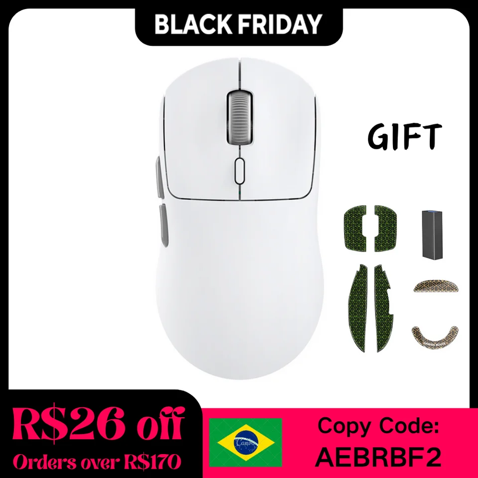 Kysona M600 V2 White PAW3395 Wireless Gaming Esports Mouse 55g