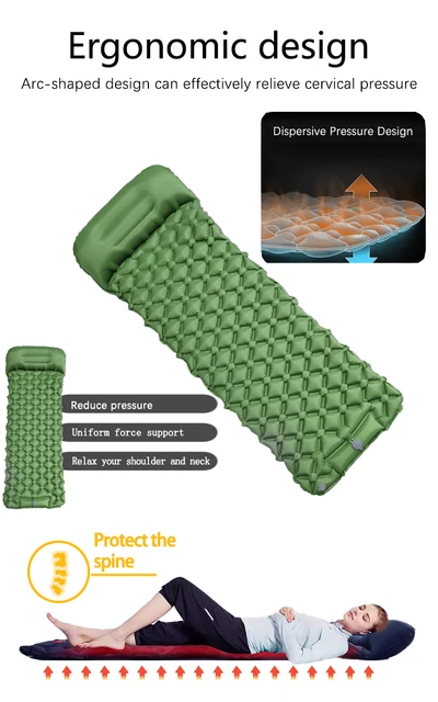 Outdoor Camping Inflatable Mattress Sleeping Pad with Built-In Pillow & Pump – Ultralight Air Mat for Hiking, Backpacking, and Travel 6