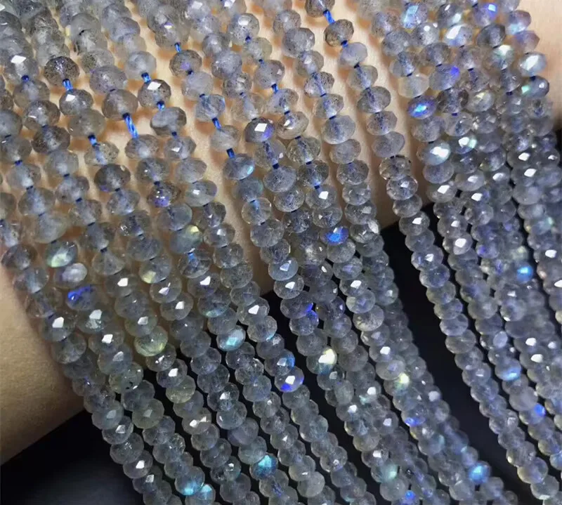 Labradorite loose beads roundelle faceted 3/4/6/8/10mm nature  for making jewelry  38cm FPPJ wholesale 2