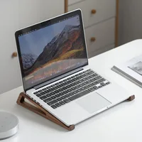 HeMu Walnut Wood Laptop Stand – Ergonomic Split-Type Notebook Riser with Hollow Design for Heat Dissipation – Desk Organizer 2