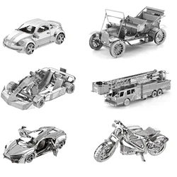 DIY Metal Puzzles 3D 14+y Jigsaw Puzzle Transportation Truck Racing Motorcycle Train Puzzle Model for Adults Parent-Child Toys