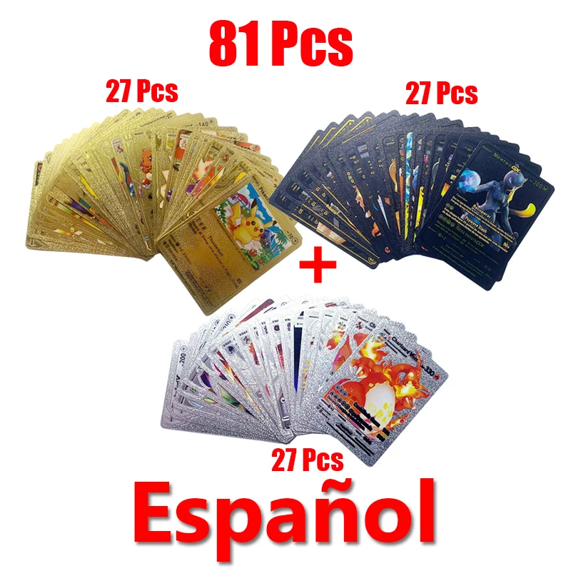 Pokemon Cards 81-36Pcs German Spanish French English Vmax GX Energy Card Pikachu Rare Collection Battle Trainer Boys Gifts Toys pokemon cards