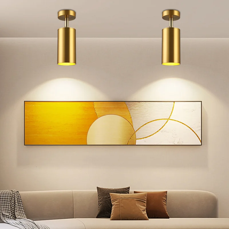 

Golden Modern Ceiling Lights Adjustable GU10 Bulbs TV Backdrop Living Room Hotel Office Club Bar Cloth Ceiling Lamp