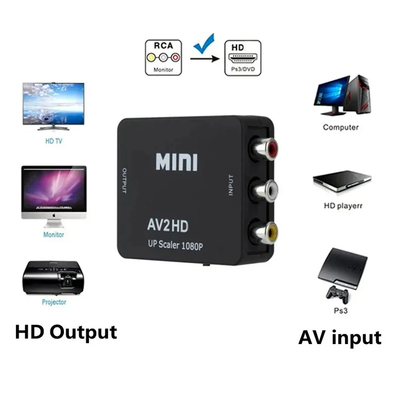 HD 1080P RCA AV To HDMI-compatible Adapter Converter HD 1080P RCA AV To HDMI-compatible Adapter Converter