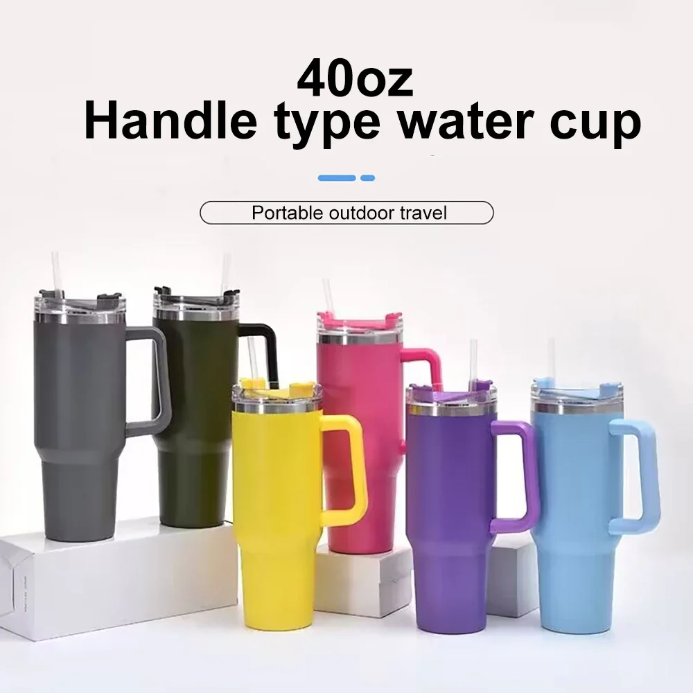 

1200ml Quencher H2.0 FlowState Tumbler Insulated Thermal Coffee Cup Stainless Steel Travel Mug Large Capacity with Straw