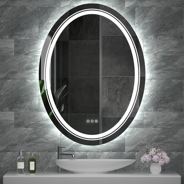 Specchio da bagno con luci a LED cerchio retroilluminato illuminato a  parete specchio illuminato antiappannamento 3 colori cambia IP65  dimmerabile - AliExpress
