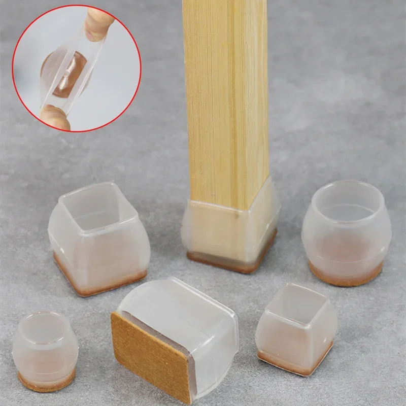 Set of 4 Premium Silicone Chair Leg Protectors with Non-Slip Felt Pads