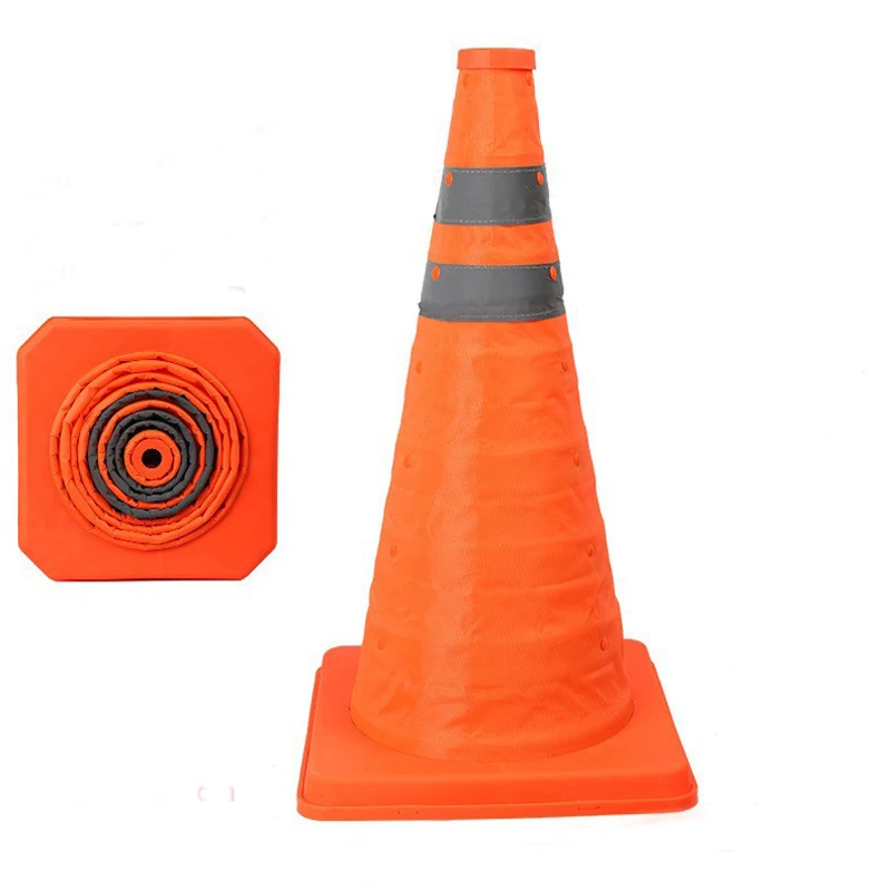 45cm Height Collapsible Traffic Cones Multi Purpose Pop up Reflective Safety Cone Soft Material