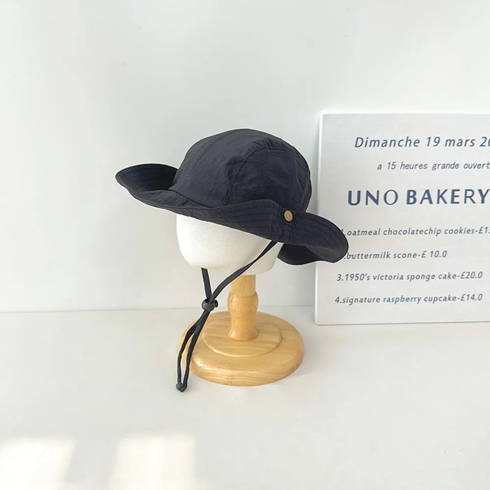 Fisherman Children's Spring Summer Boys Girls Panama Hat Outdoor Travel Large Brim Sun Caps Solid Color Basin Cap For_voghion.com
