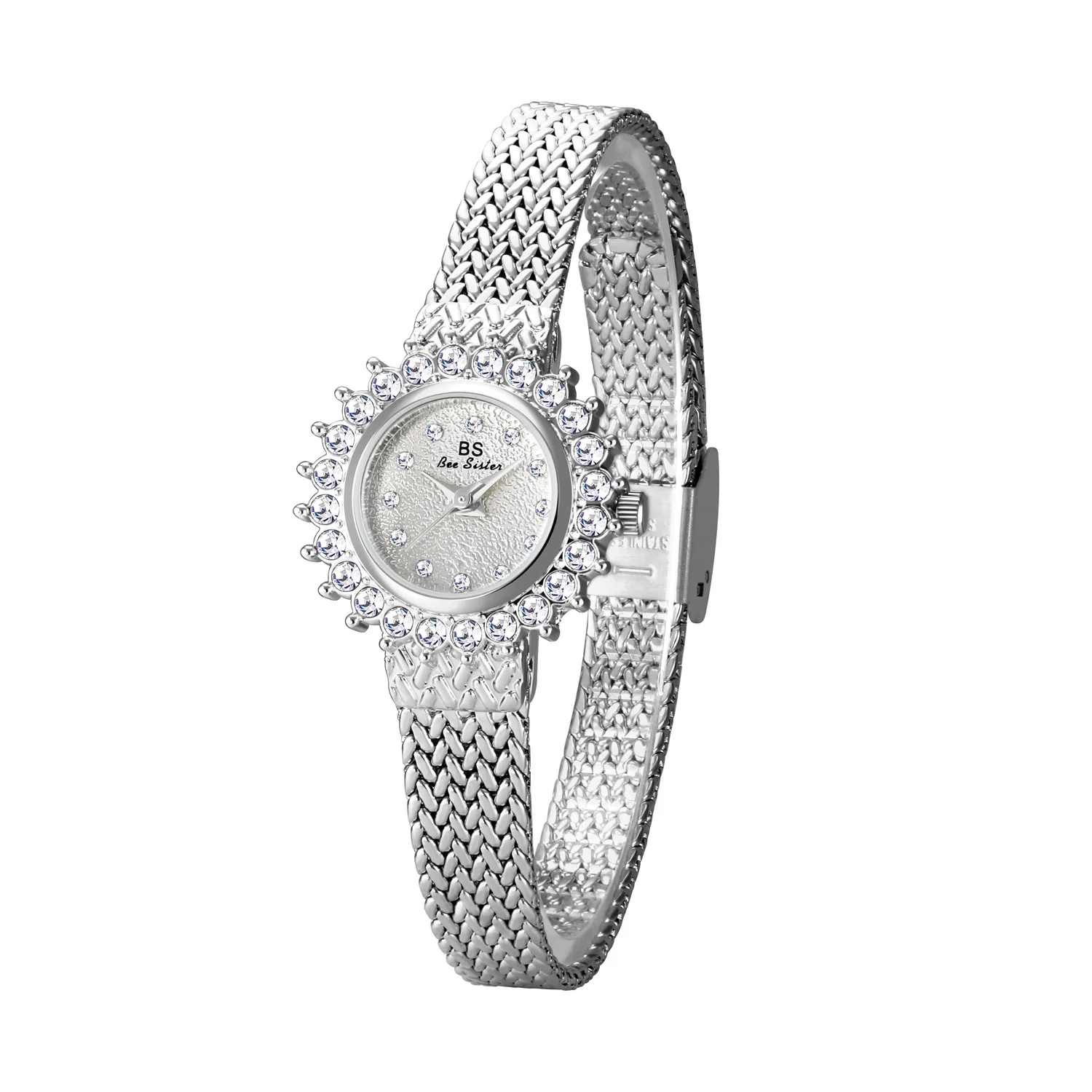 Elegant Sunflower Diamond Dial Gold Women's Watch with Mesh Bracelet
