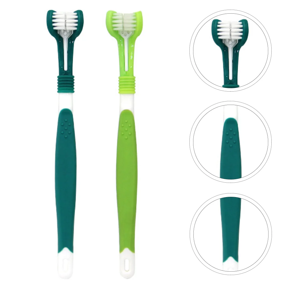 

2pcs Pet Triple Headed Toothbrush Dog Toothbrush Pet Teeth Cleaning Brush