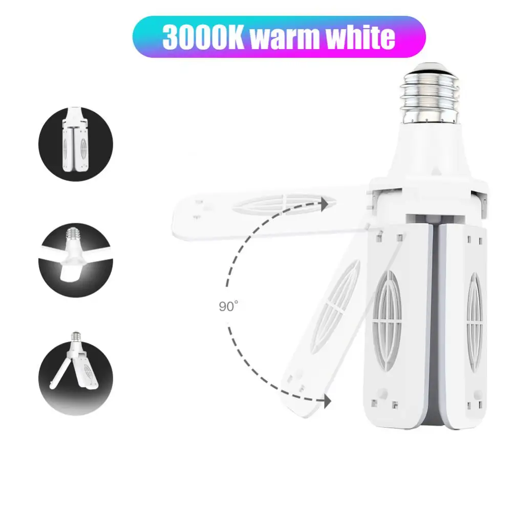 Description Picture 5 of itemE27 Fan Foldable 28W LED Bulb AC220V/110V 40 Bulb Deformation for Home Ceiling Lights Warehouse and Garage White Light6500K Bulb