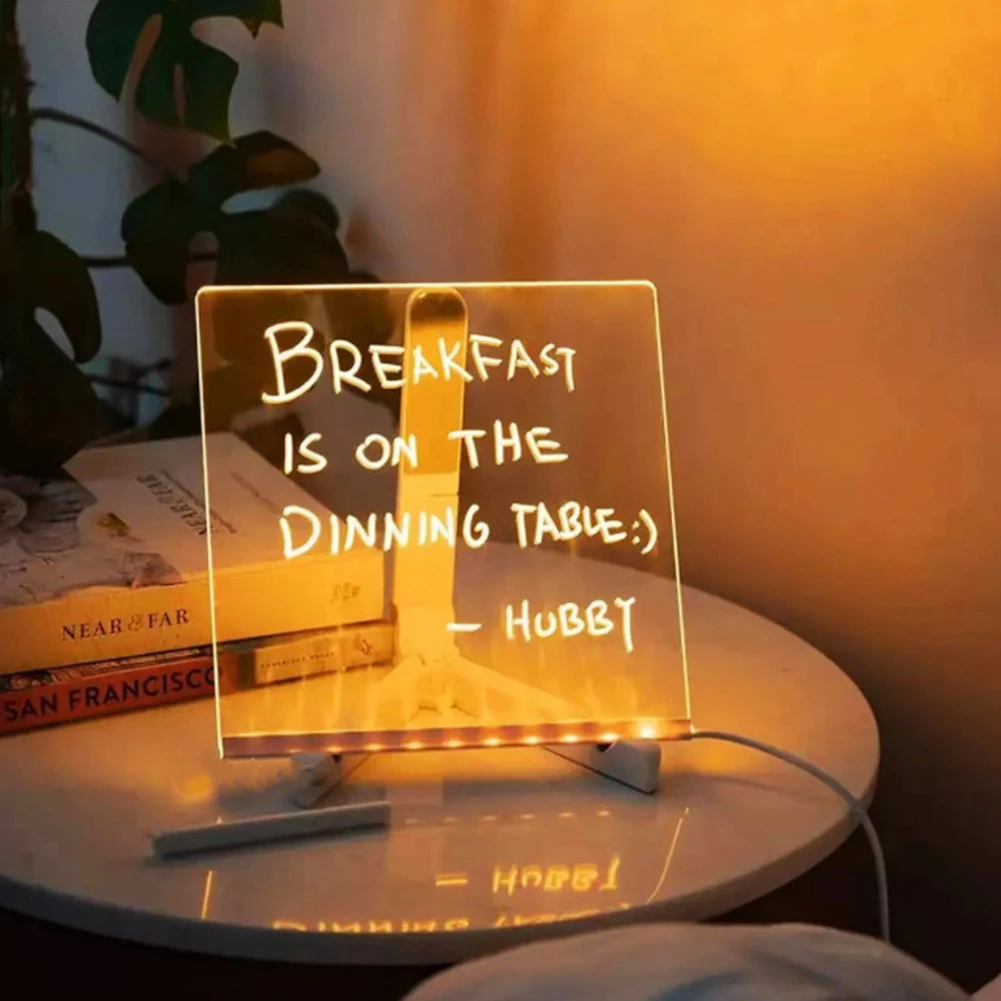LED Lamp Acrylic Message Note Board Erasable USB Children's Drawing Board Bedroom Night Light Writing Tablet Birthday Kids Gift lcd writing tablet