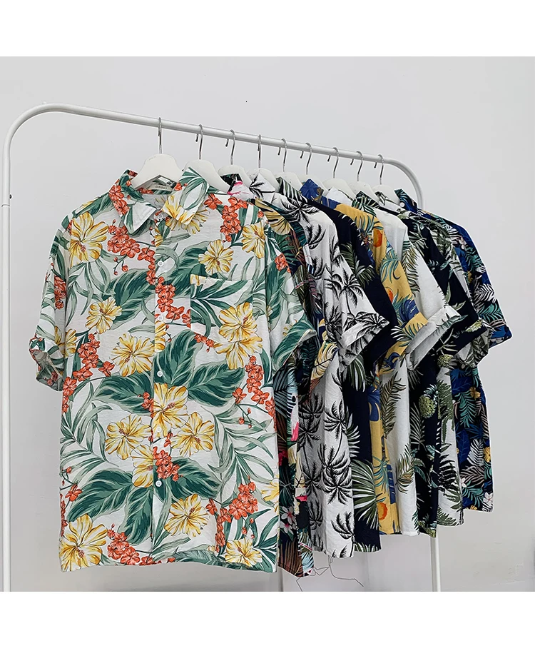 Privathinker Summer Men Casual Shirts Vintage Clothes Baggy Unisex Hawaiian Style Male Cardigan New Fashion Blouses Short Sleeve