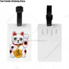 Japanese Maneki Neko Waving Lucky Cat Luggage Tag for Suitcases Privacy Cover ID Label 4