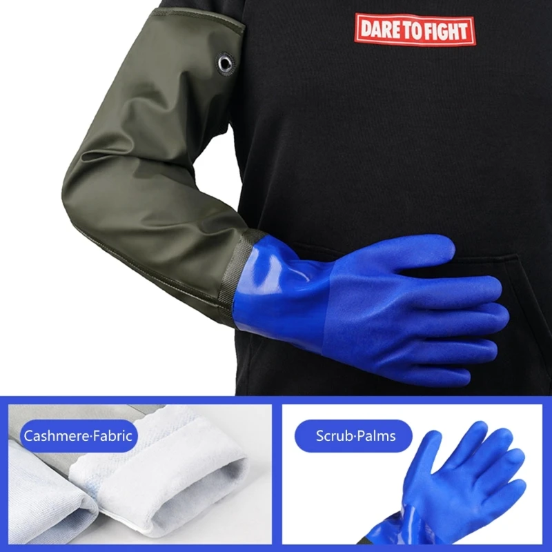 Extended Length Long Waterproof Rubber Gloves Resist Acid, Alkali & Oil, Shield Your Arms from Water and Scratches 3