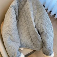 Veste Chic en velours côtelé à fleurs pour femmes, haut coréen en coton à manches longues et col rond, coupe ample, chaud et polyvalent, automne hiver 4