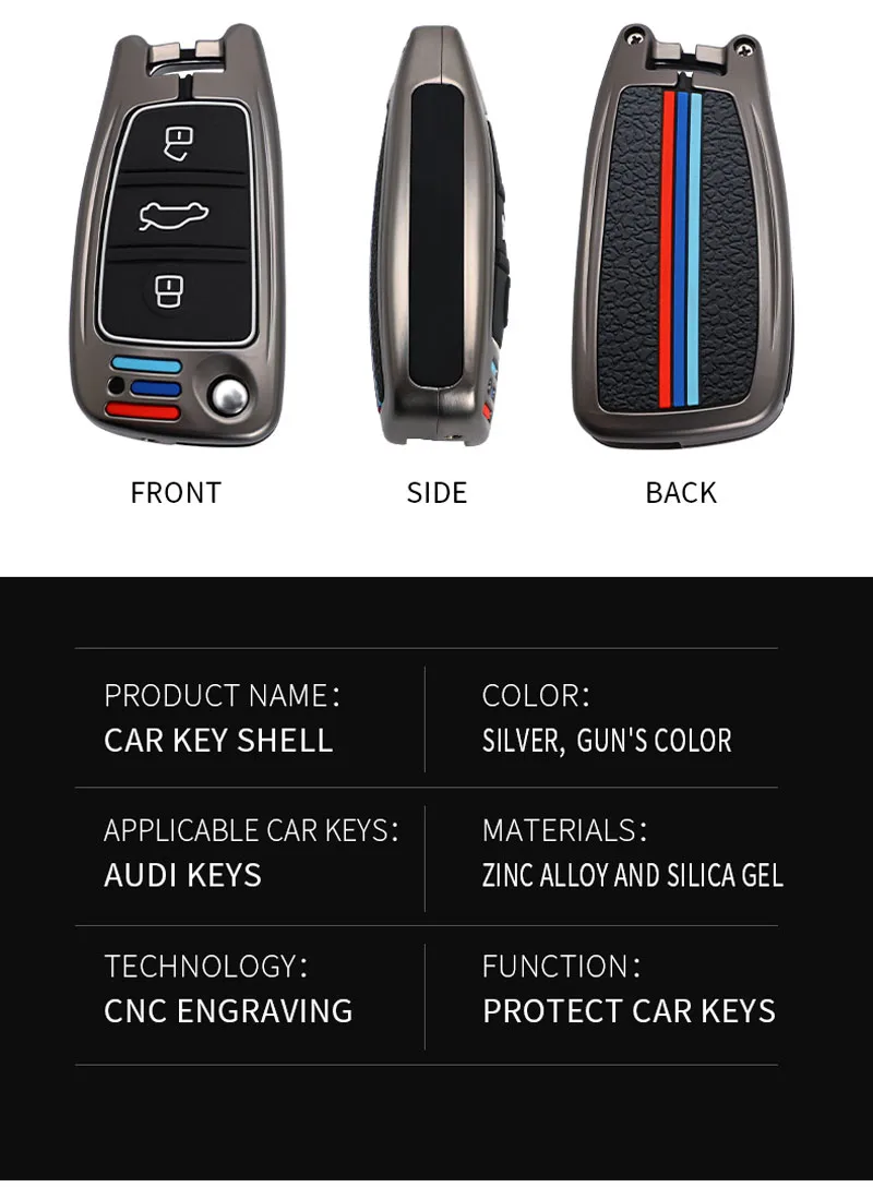 Cover chiate/telecomando per Audi A3 A4 A5 A6L C6 8L 8P B6 B7 B8 C6 RS3 Q3 Q7 TT 8L 8V S3 portachiavi Borsette Protettore Accessori Auto - S9066debe7a4e4e0a83f9a7587d8bdf10G