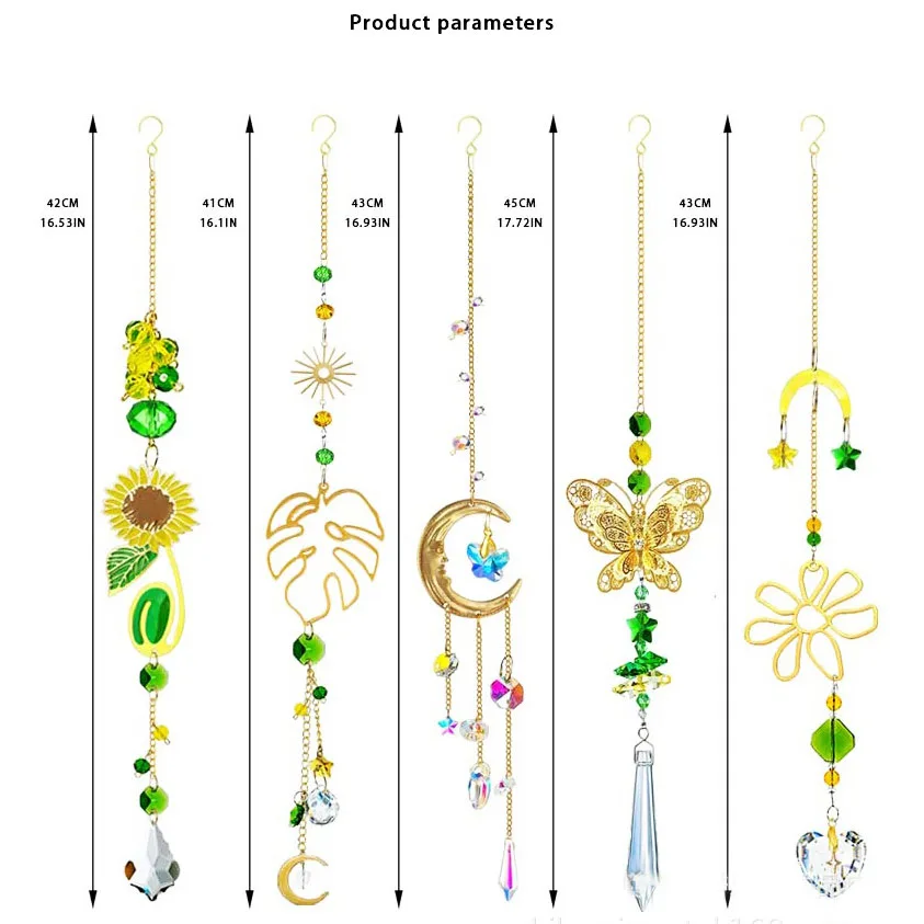Golden Moon Suncatcher Summer Window Decoration Sunflower Butterfly Pendant Hanging Suncatcher Garden Decoration Xmas Gift