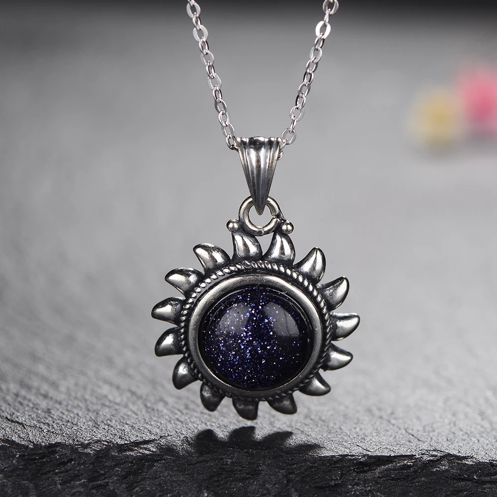 Pendant Necklace Silver Necklace Nasiya Natural Amethyst Necklace Sterling S925 Silver Vintage Type Natural Gemstone