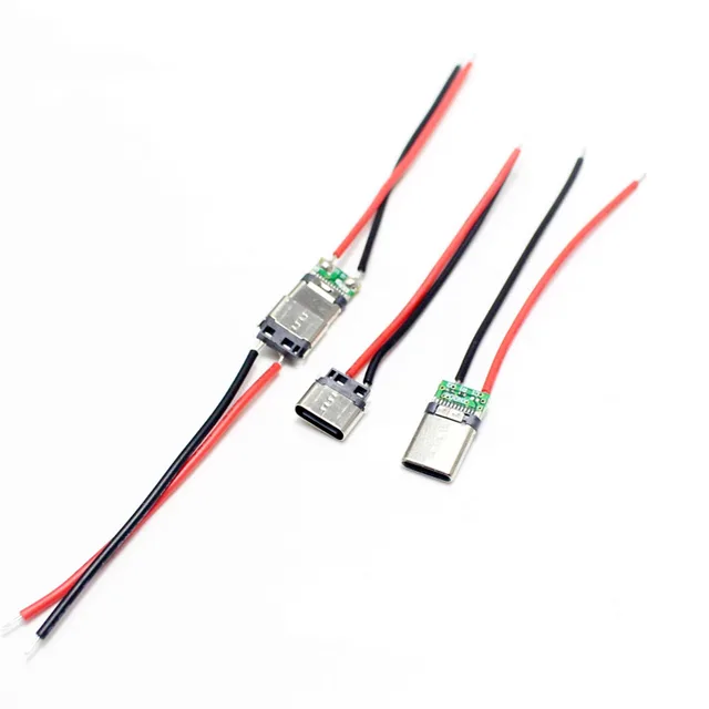 2/5 шт. Micro USB Type-C 2-контактный горизонтальный/вертикальный 2P простой паяный штекерный разъем USB-C для быстрой зарядки 4