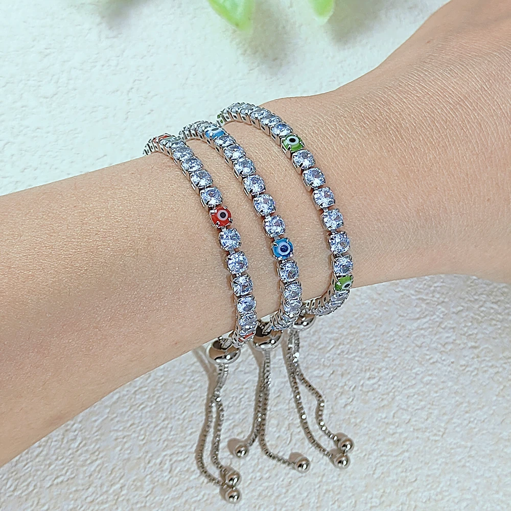 Glück Türkei Bösen blick Einstellbare Armband Für Frauen Zirkon Rot Blau Auge Tennis Kette Armreifen Viel Glück Reichtum Schmuck Geschenke H162 – Detail 6