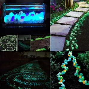 Luminous Stones Dark Garden Pebbles Glow Stones Rocks for  Light-emitting Artificial Pebble Lawn Garden Decoration for Halloween