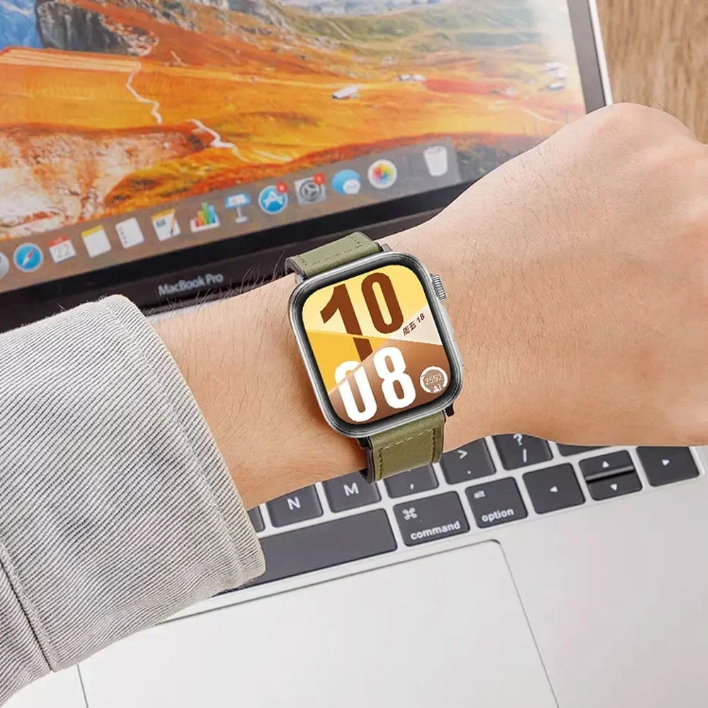 Dual-Material Magnetic Buckle Watchband - Premium Leather and Silicone Strap in Sports Design