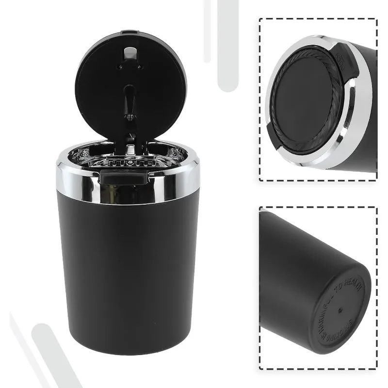 Automotive Ashtray with Light, One-Click Lid – Practical and Stylish Car Accessory for Home and Vehicle Use Convenient