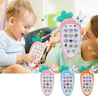 Creative Cartoon Rabbit Carrot Simulation Music Phone Toys Silicone Can Chew Mobile Phones Baby Education Learning Props Gifts 2