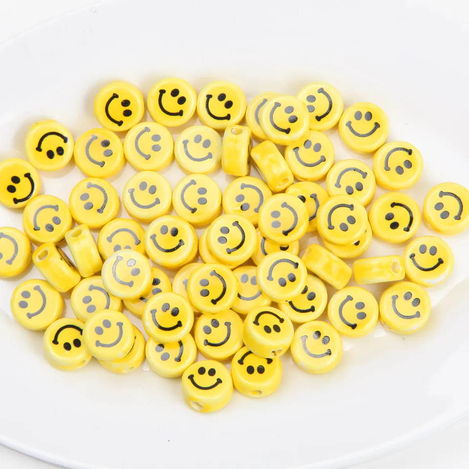 Cuentas De Cara Sonriente, Cuentas Espaciadoras De Frutas, Cuentas De Cara Sonriente Cuentas Espaciadoras De Frutas Cuentas De Arcilla Polimerica De Colores Afortunado Sencillez