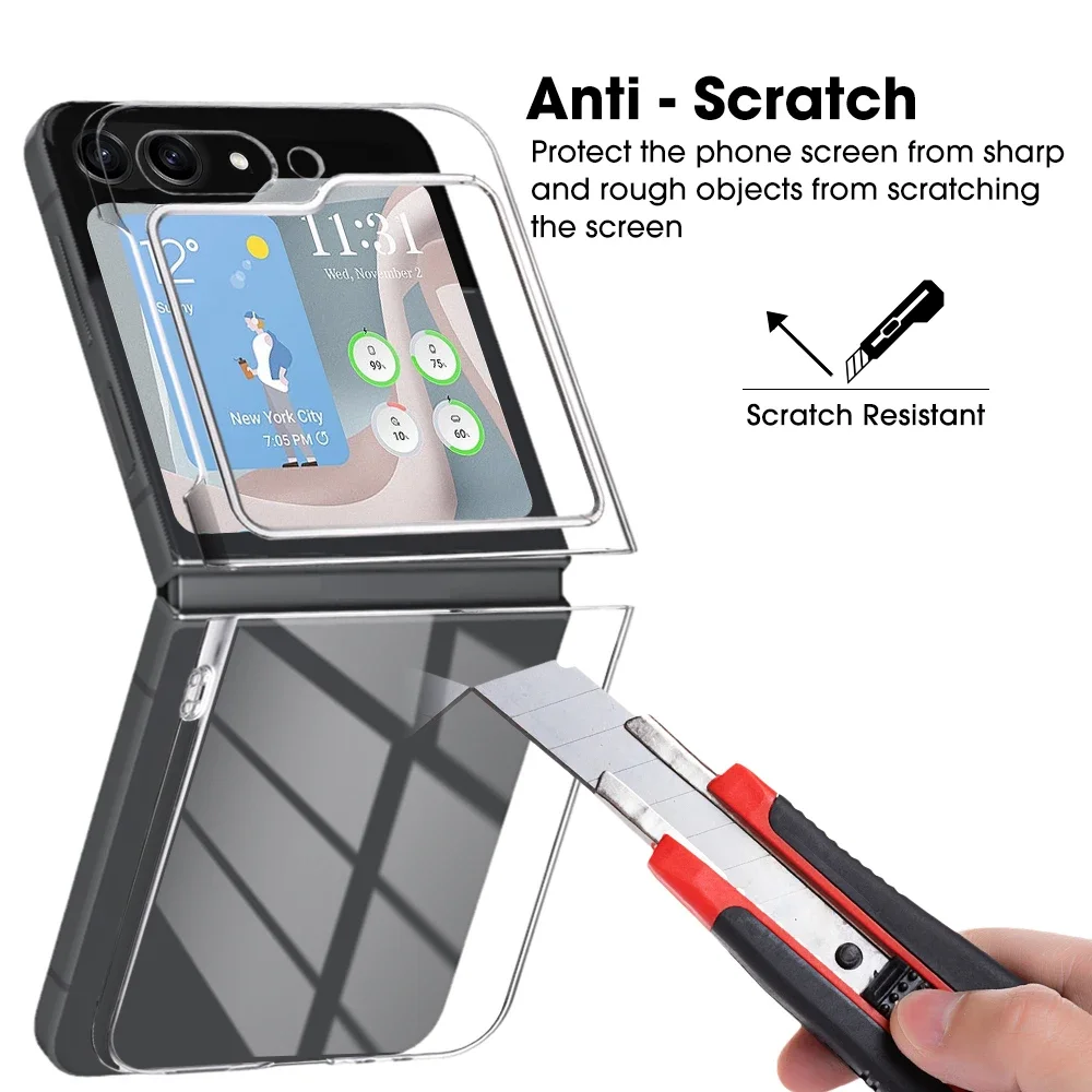 Transparent Hard PC Bumper Back Case Cover - Protective Accessory for Samsung Galaxy Z Flip Series