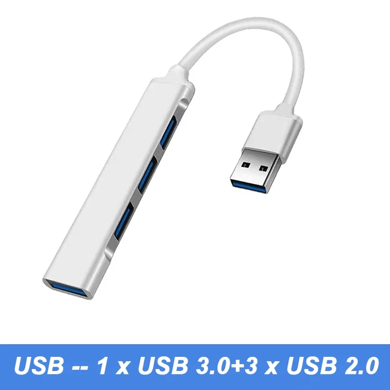 ตัวเลือกสินค้า USB 3.0 4 Port Hub สำหรับ iPhone 15 / Xiaomi / Huawei / MacBook Pro