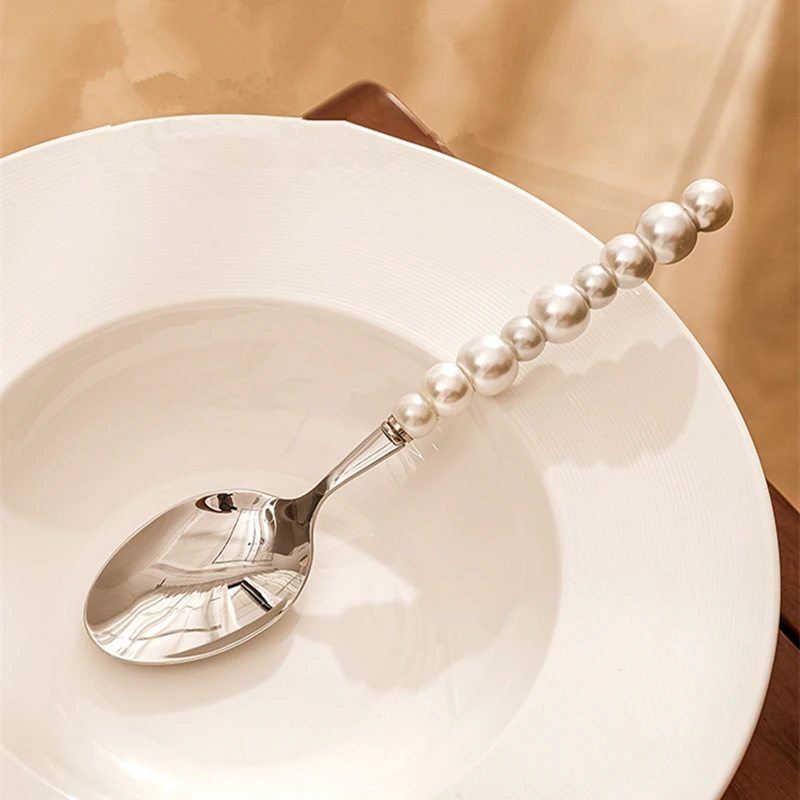 Europe Silver Fashion Pearl Cutlery Set 18/10 Stainless Steel Creativity Gift Flatware 304 Knife Fork Spoon